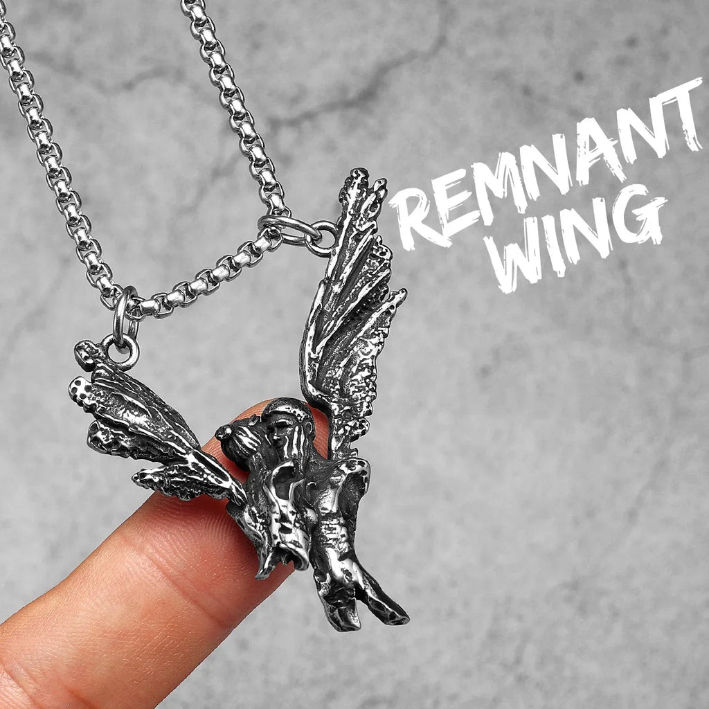 Angel Wing Pray Amulet Stainless Steel Men Necklaces Pendant Chain Punk New in For Couple Women Fashion Jewelry Gifts Wholesale