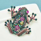 PENDRA Regal Frog Multicolor Rhinestone Brooch
