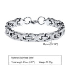Flat Byzantine Bracelets for Men,Waterproof Stainless Steel Chain Link Wristband,Christmas Gifts to Dad Father Boyfriend BFF