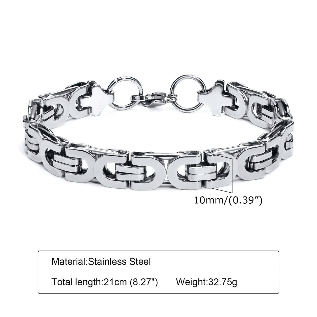 Flat Byzantine Bracelets for Men,Waterproof Stainless Steel Chain Link Wristband,Christmas Gifts to Dad Father Boyfriend BFF
