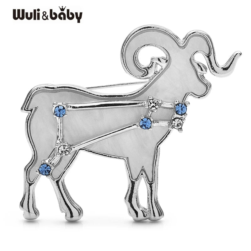 PENDRA Zodiac Star Rhinestone Goat Brooch