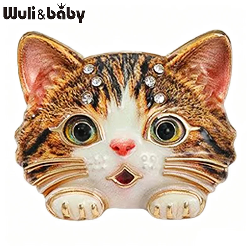 PENDRA Sweet Kitten Rhinestone Brooch