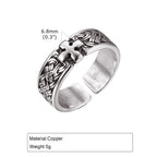 Punk Cross Metal Ring for Men Boys, 6.8mm Width European and American Style Opening Ring,Anniversary Engagement Jewelry Gift
