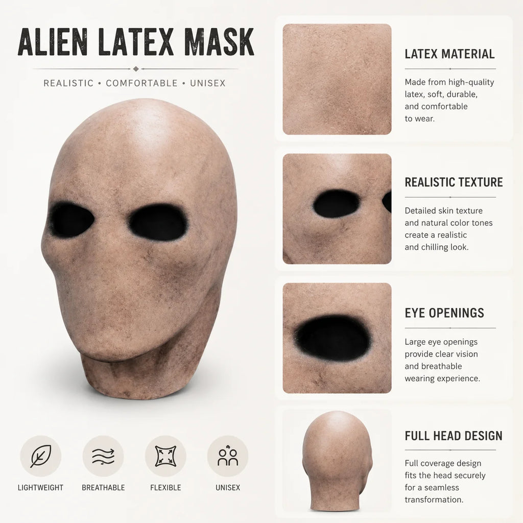 Alien Latex Mask Halloween Horror Full Head Costume Scary Cosplay Party Prop Unisex