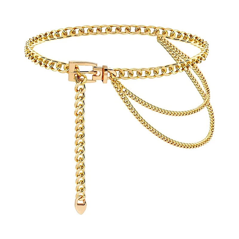 Metal Chain Belts Elegant Women Waistband Long Tassel Waist Chain Dress Jeans Belts Lady Waistband Punk Body Waist Chain Gothic