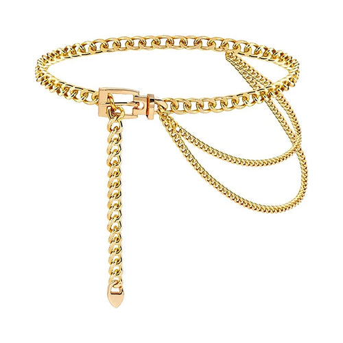 Metal Chain Belts Elegant Women Waistband Long Tassel Waist Chain Dress Jeans Belts Lady Waistband Punk Body Waist Chain Gothic