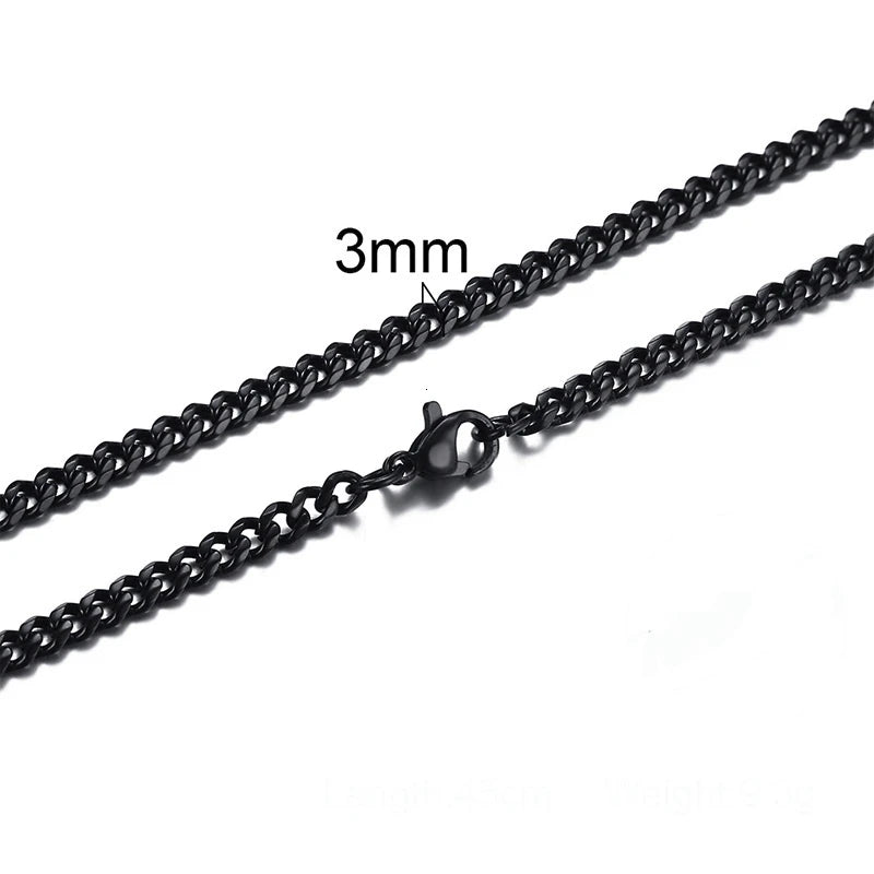 Cuban Link Chain Necklace for Men Women,3 to 7mm Stainless Steel Choker,Basic Jewelry Gift