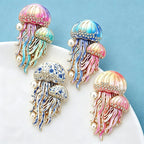 PENDRA Ocean Glow Jellyfish Rhinestone Enamel Brooch