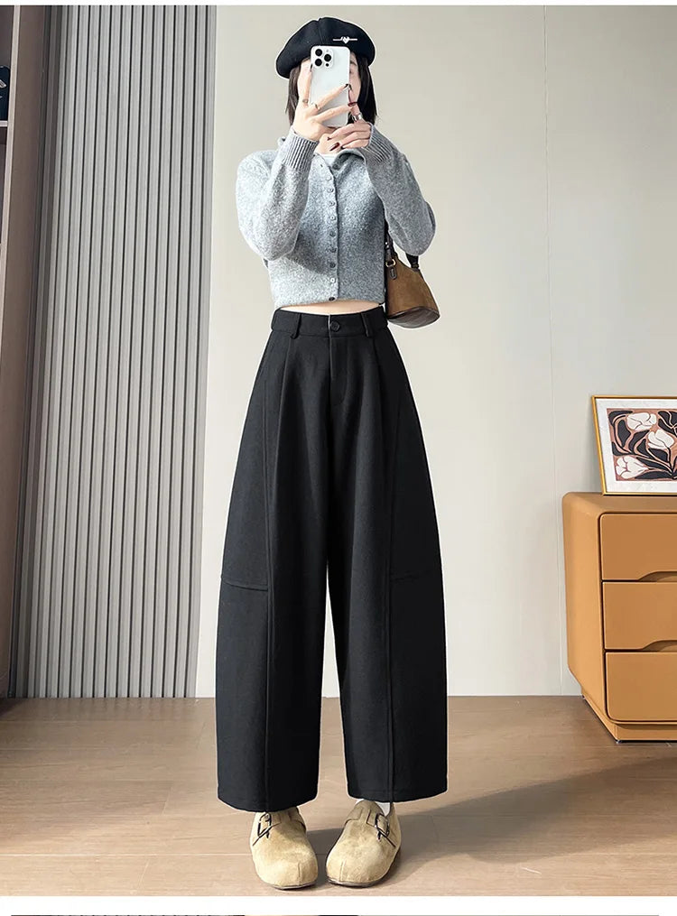 PENDRA Wide Leg Waist Straight Pants