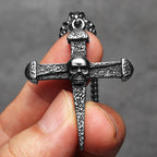 PENDRA Skull Turquoise Cross Steel Necklace