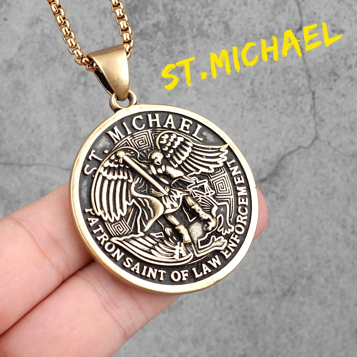 PENDRA Jesus Angel Cross Steel Necklace