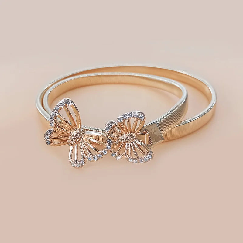 TH043-2 strass Butterfly-gold-s