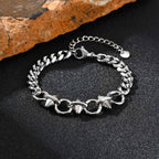 Punk Men's Rivet Chain Bracelet,Never Fade Stainless Steel Adjustable Wristband,Hip Hop Jewelry Gift