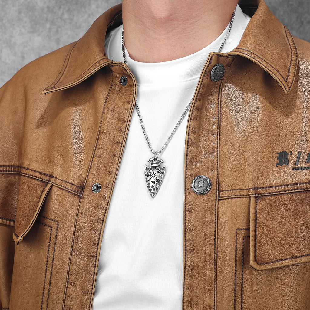 PENDRA Spear Compass Steel Necklace