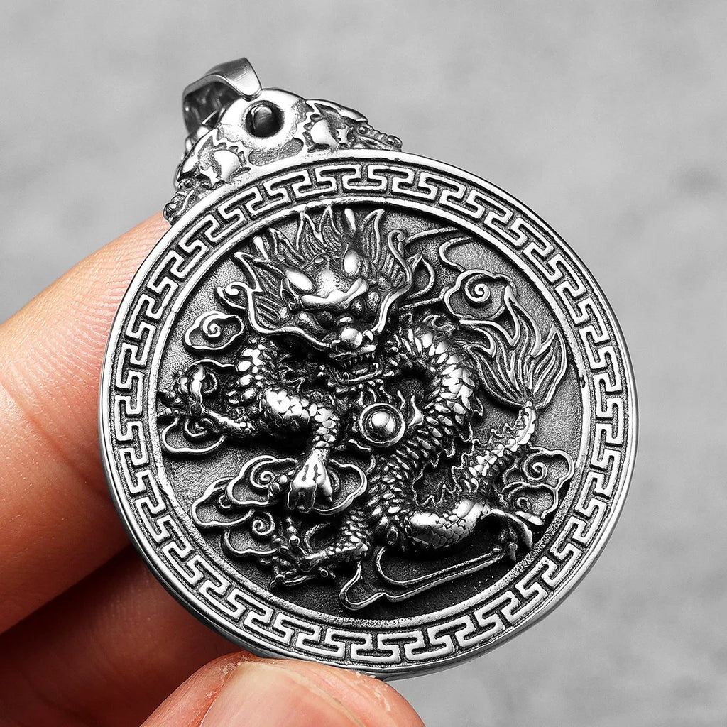 PENDRA Chinese Dragon Things Steel Necklace