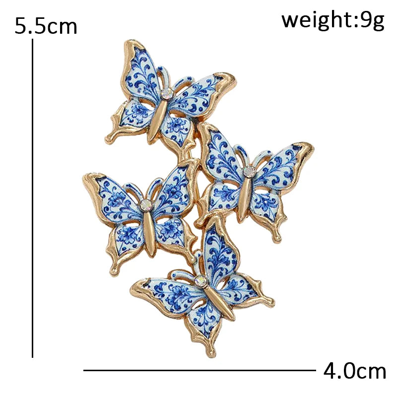 PENDRA Butterfly Garden Enamel Brooch