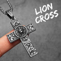 PENDRA Lion Carving Flowers Steel Necklace