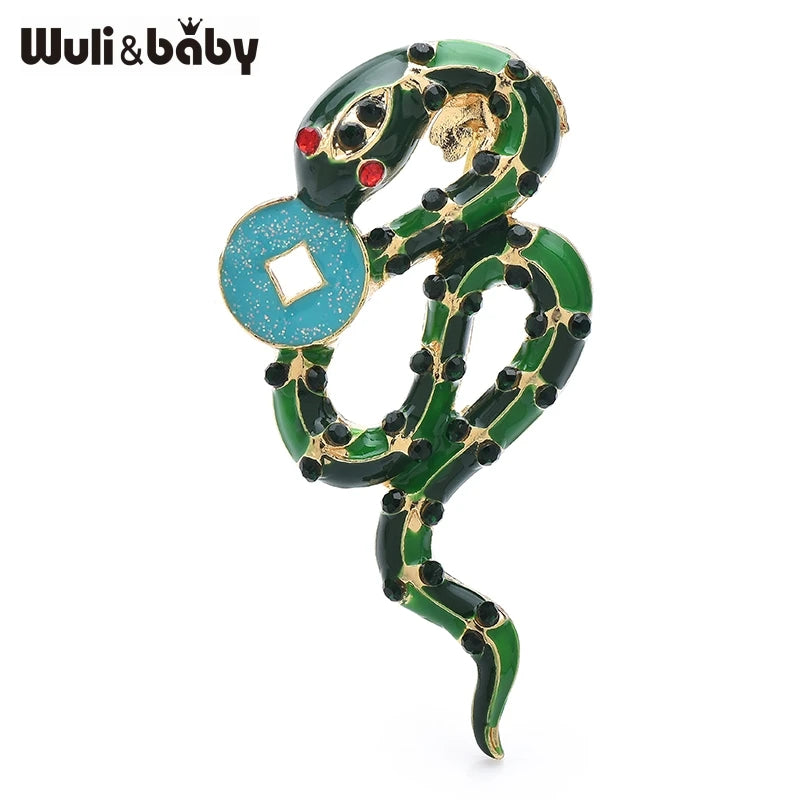 PENDRA Serpentine Enamel Snake Brooch