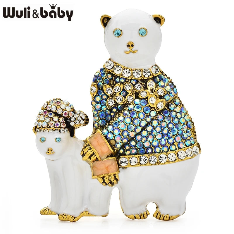 PENDRA Arctic Crown Rhinestone Polar Bear Brooch