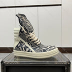 PENDRA Python Leather Black Leather High-Top Python-Pattern Platform Ankle Boots