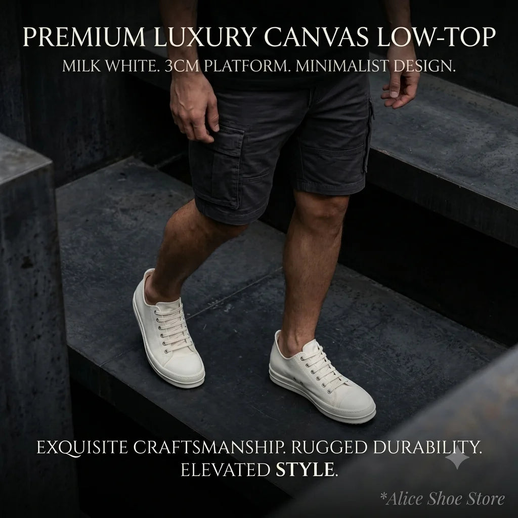 PENDRA Ivory Street Off-White Canvas Low-Top Lace-Up Platform Sneakers