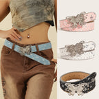 PENDRA Rheais Leather Pink Butterfly Gothic Belt