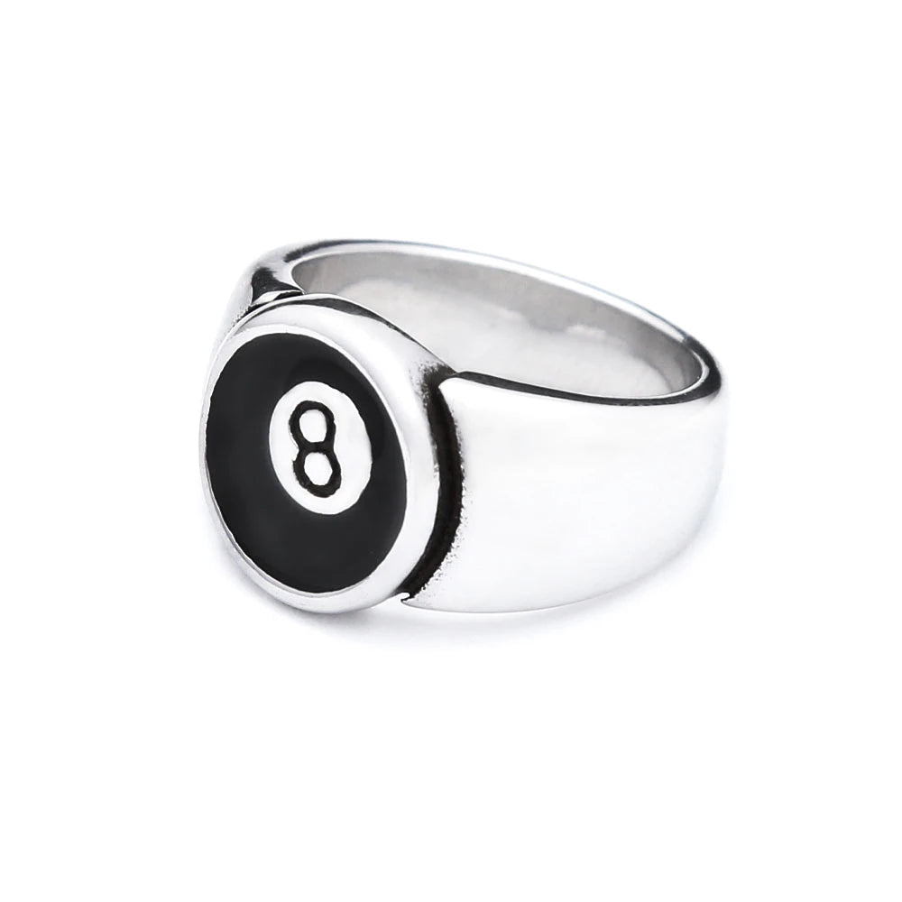 PENDRA Black8 Stainless Steel Number 8 Ring