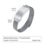 Chunky Magnetic Mesh Strap Bracelets for Men Boys,Custom Text ID Name Chain Wristband,Valentine's Day Father's Day Gift