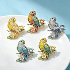 PENDRA Blooming Parrot Rhinestone Brooch