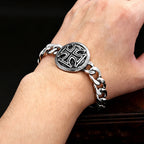 Classic Vintage Knights Templar Iron Cross Bracelet Stainless Steel Punk Hip Hop Christian Cross Men Bracelets Religious Jewelry