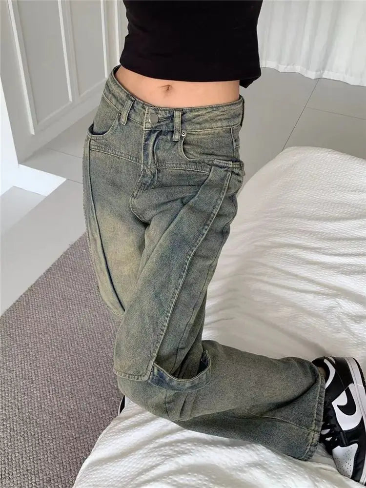 PENDRA Wide Leg Waist Washed Pants