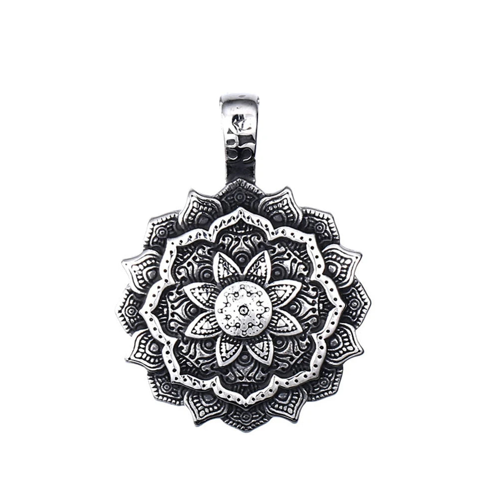 PENDRA Mandalafleur Stainless Steel Mandala Flower Pendant