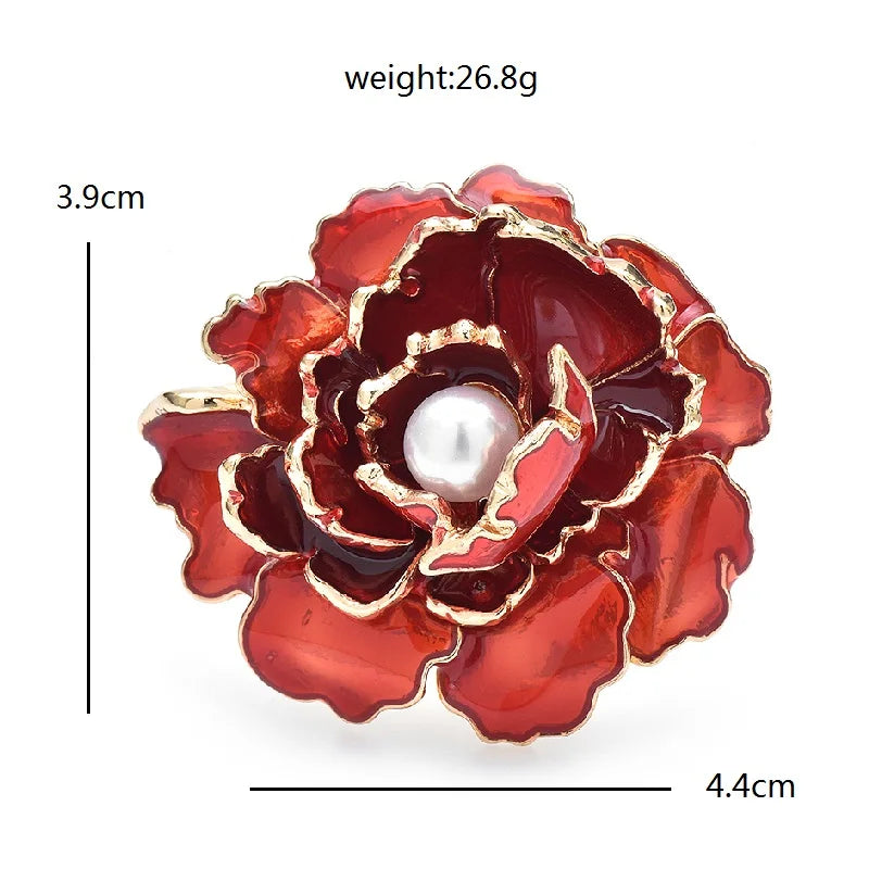 PENDRA Peonia Pretty Peony Flower Brooch