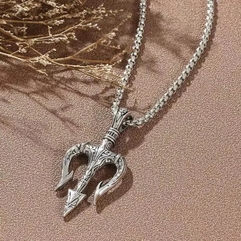 PENDRA Neptune Trident Stainless Steel Pendant Necklace