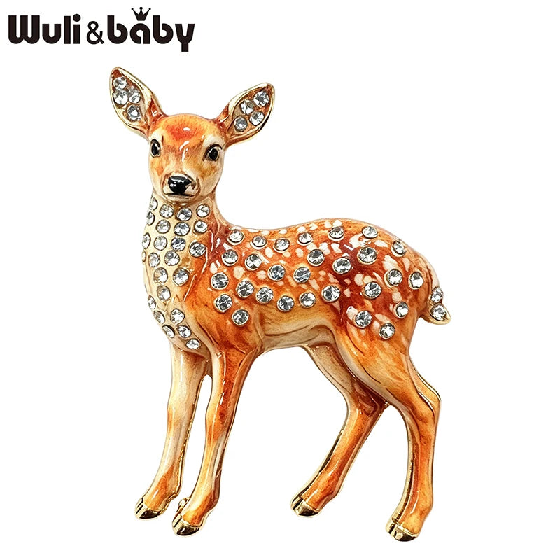 PENDRA Fawn Rhinestone Deer Brooch