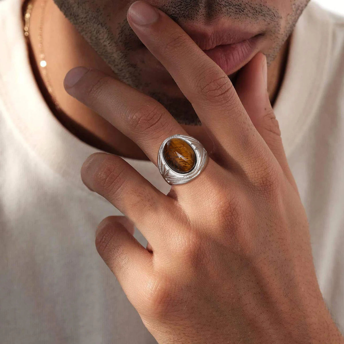 PENDRA Prymond Tiger Eye Ring