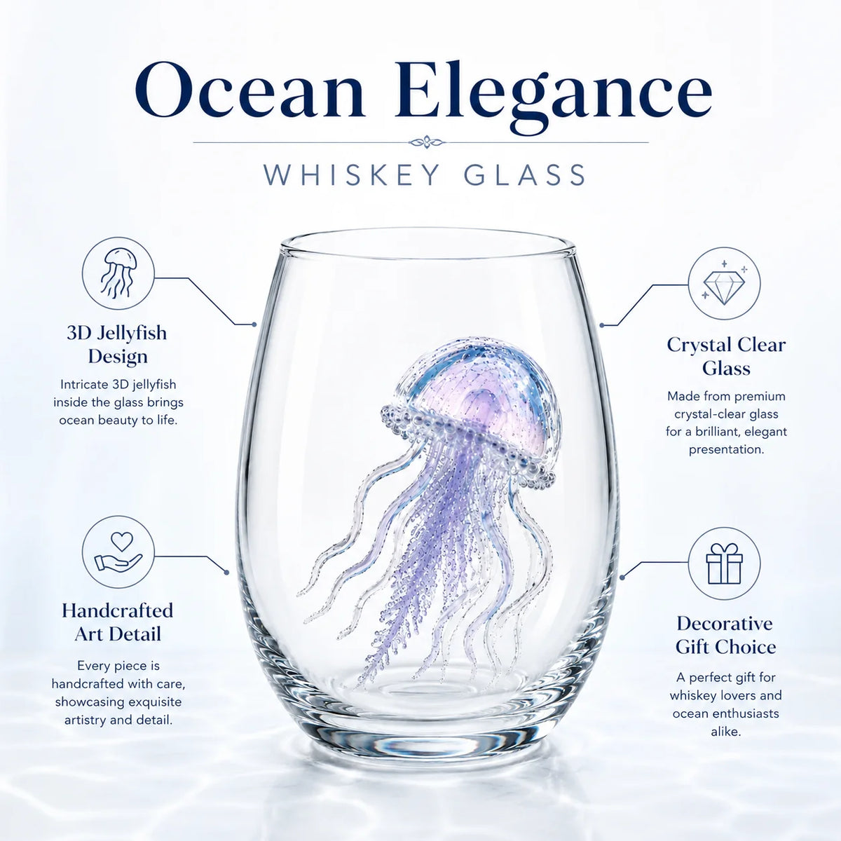 PENDRA Jellyfish Ocean Crystal-Clear 300ml Whiskey Glass