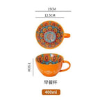 Bohemian Pattern Ceramic Coffee Mug Large Capacity Colorful Tea Cup For Daily Use Collection Ornaments