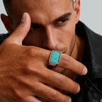 PENDRA Turquoise Tiger Eye Steel Ring