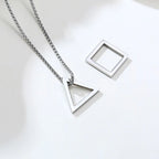 Popular Men Necklace,Interlocking Square Triangle Stainless Steel Pendant Necklaces,Trendy Geometric Detachable Pendant Gifts