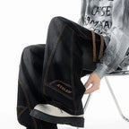 PENDRA Embroidery Washed Straight Pants
