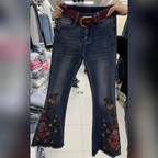 PENDRA Embroidered Denim Flared Ethnic Heavy Industry Hot Diamond Pants
