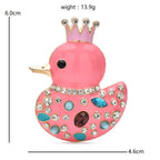 PENDRA Crown Duck Enamel Rhinestone Brooch