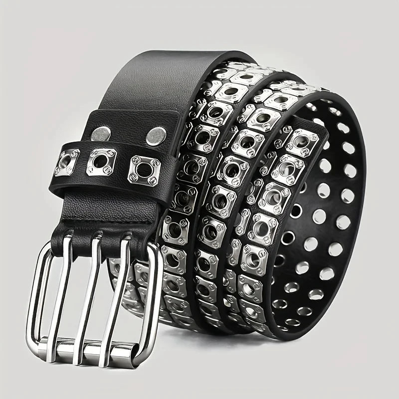 High Quality Hollow Rivet Designer Belt For Men And Women Gothic Accessories personality Punk Style Ideal choice for Gift  Jeans