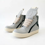 PENDRA Shadowline Grey Black Leather High-Top Zip Thick-Sole Ankle Boots