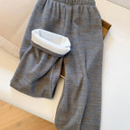 Lazy style wide leg pants women in winter elastic waistband slimming loose and hanging straight leg floor length pants