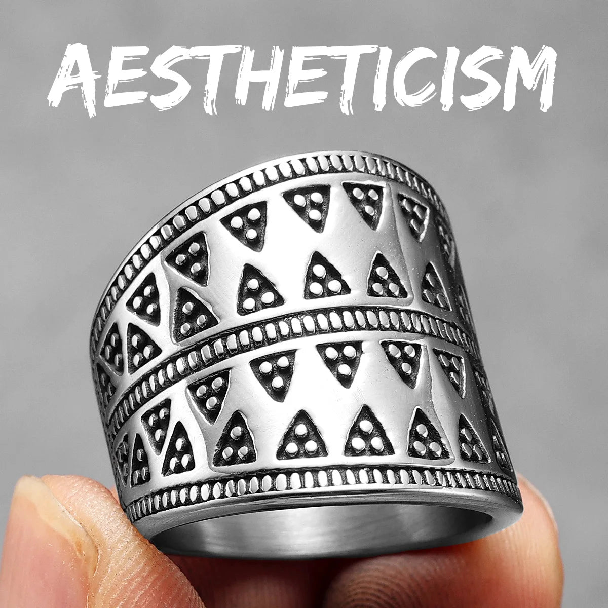 PENDRA Aesthetic Geometry Triangle Steel Ring