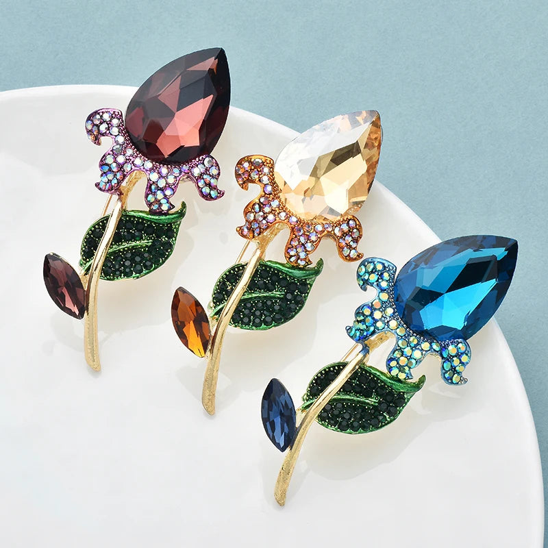 PENDRA Tulippa Classical Crystal Tulip Brooch