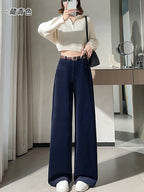 Corduroy suit wide leg pants women in autumn and winter high waist lazy style thick velvet warmth and versatile pants