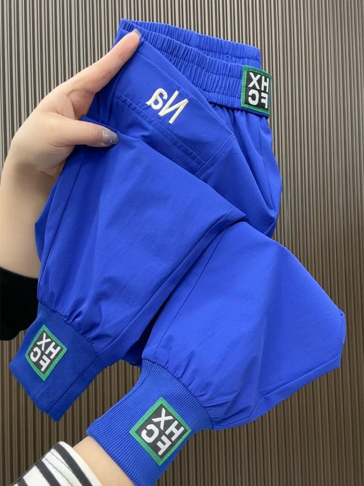 Fashion Summer Harem Pants Female 2025 New Letter Women's Sports Pants Quick Dry Tie Feet Elastic Waist Casual Trousers